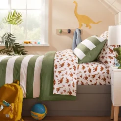 Dinosaur Cotton Kids' Sheet Set Watercolor Brown - Pillowfort™ -Hange Furni Store GUEST 55087fec a779 486a 9945 ee4bbde2aafc