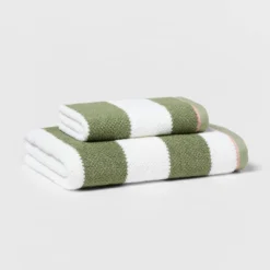Striped Kids’ Towel Green With SILVADUR™ Antimicrobial Technology Green - Pillowfort™ -Hange Furni Store GUEST 56c1447c eb16 484e a85c 20da38f4280c