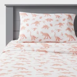 Dinosaur Cotton Kids' Sheet Set Pink - Pillowfort™ -Hange Furni Store GUEST 5f72dc08 f306 451f 8b41 5448571be6f9