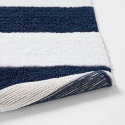 Rugby Striped Kids' Bath Rug Navy - Pillowfort™ -Hange Furni Store GUEST 762155a6 5a16 44cb 9543 ebdc34fd8281
