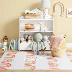 4'x5'6" Printed Rainbow Tufted Kids' Rug - Pillowfortâ˘