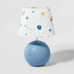 Kids' Round Base With Space Shade Lamp Blue - Pillowfort™ -Hange Furni Store GUEST d9ffd424 0936 414d 8db9 aee8867fb37e